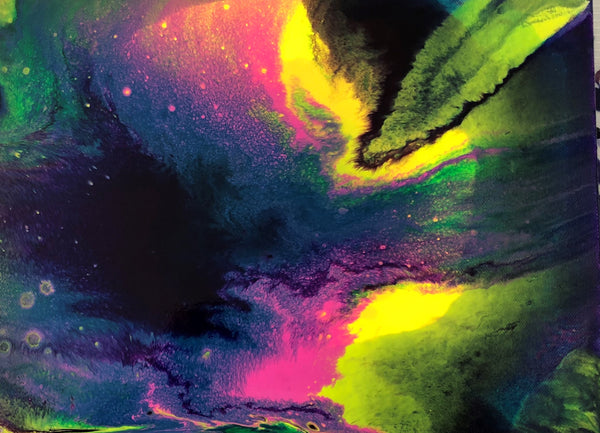 Original Artwork - "Colorful Galaxy" 11in x 14in x 1.5in Framed Mixed Media on Canvas